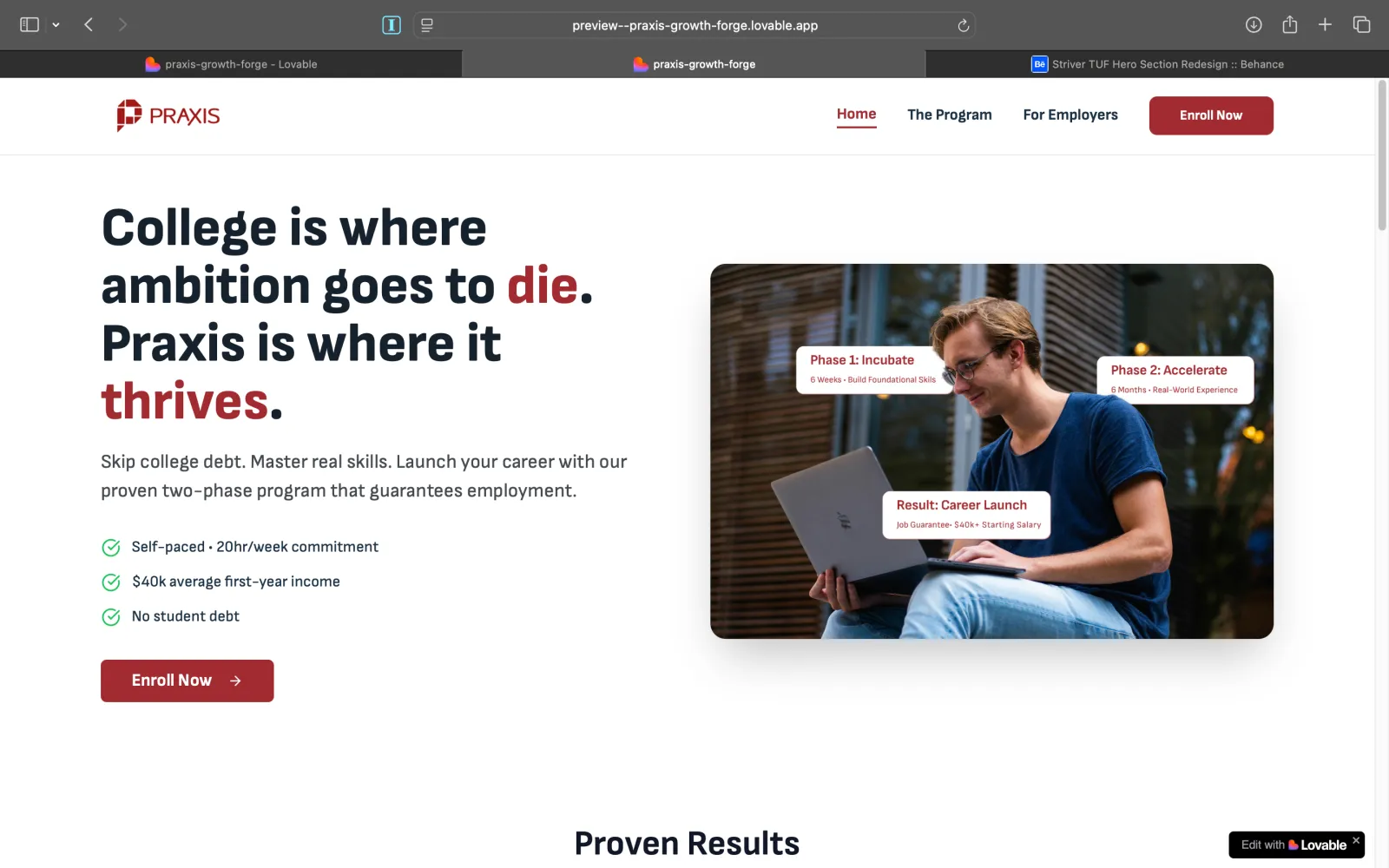 Stopgap Praxis homepage designed and custom coded solo by Waris Hussain while the agency rebuild ran late