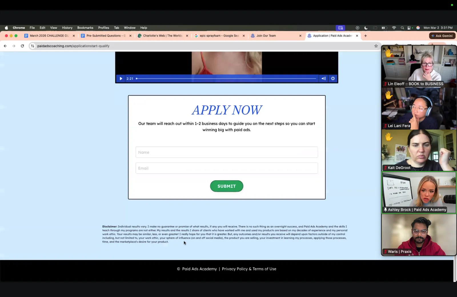 The paid ads course Waris Hussain was given to learn Google Ads before running the Praxis account himself