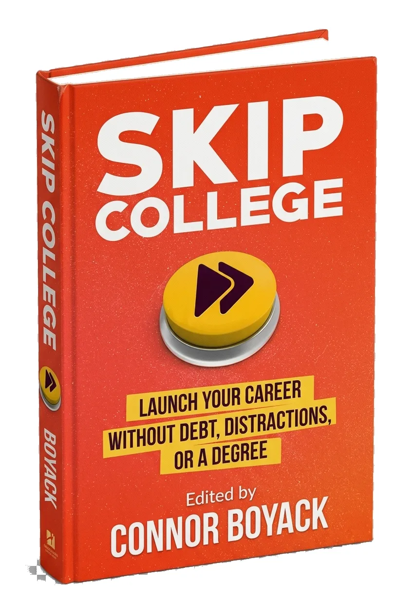 The Skip College book, the Praxis sub-brand Waris Hussain built end to end as a media product